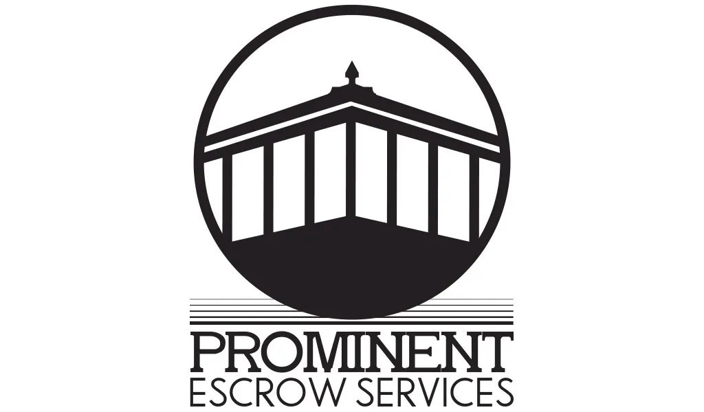 Prominent Escrow Brand Identity, Architectural mark for escrow services in a black and white system.