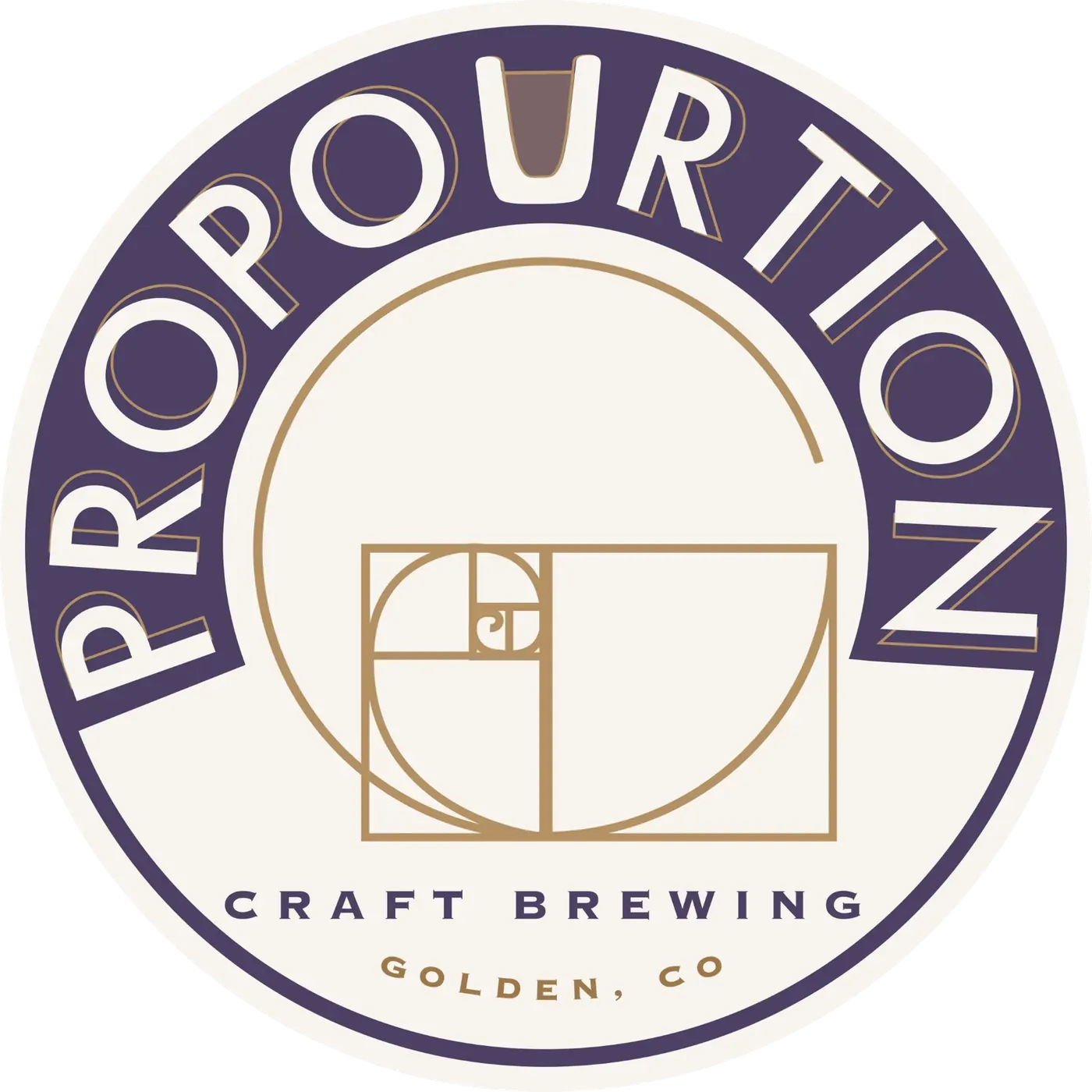 Proportion Brewing Brand Identity, Golden ratio-inspired mark for a Colorado craft brewery.